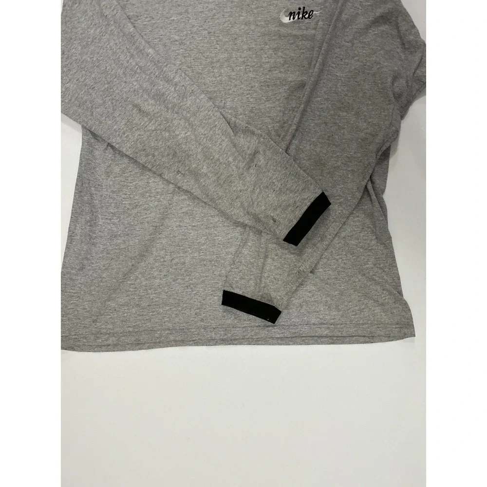 VTG USA Made 90s Nike Gray Long Sleeve Swoosh Ringer T Shirt Mens‎ M Distressed